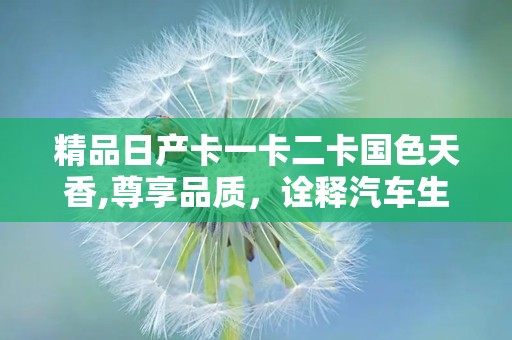 精品日产卡一卡二卡国色天香,尊享品质，诠释汽车生活新境界