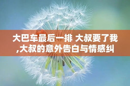 大巴车最后一排 大叔要了我,大叔的意外告白与情感纠葛