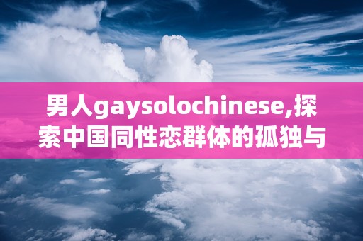 男人gaysolochinese,探索中国同性恋群体的孤独与自我认同