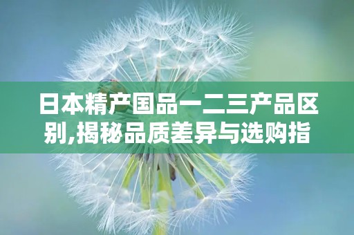 日本精产国品一二三产品区别,揭秘品质差异与选购指南