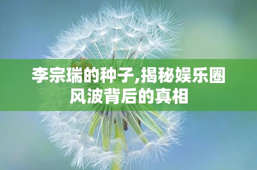 李宗瑞的种子,揭秘娱乐圈风波背后的真相