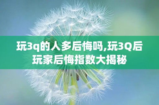 玩3q的人多后悔吗,玩3Q后玩家后悔指数大揭秘