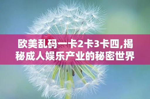 欧美乱码一卡2卡3卡四,揭秘成人娱乐产业的秘密世界