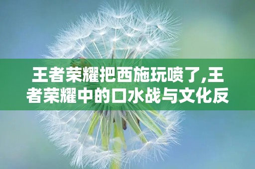 王者荣耀把西施玩喷了,王者荣耀中的口水战与文化反思