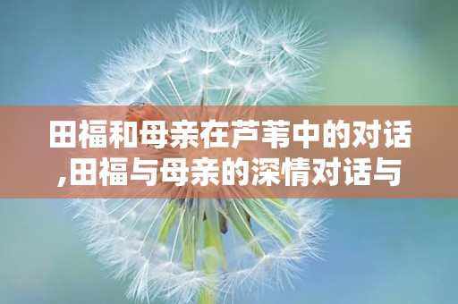 田福和母亲在芦苇中的对话,田福与母亲的深情对话与人生抉择