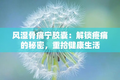 风湿骨痛宁胶囊：解锁疼痛的秘密，重拾健康生活