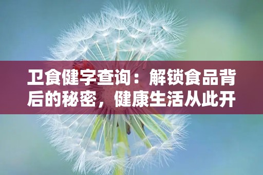 卫食健字查询：解锁食品背后的秘密，健康生活从此开始