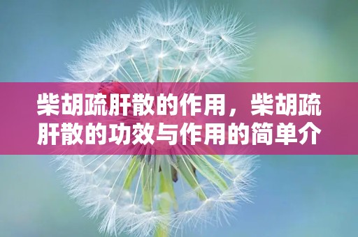 柴胡疏肝散的作用，柴胡疏肝散的功效与作用的简单介绍