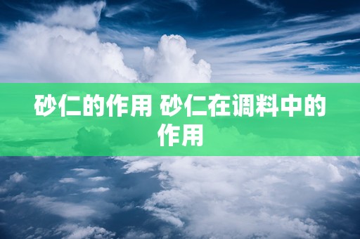 砂仁的作用 砂仁在调料中的作用