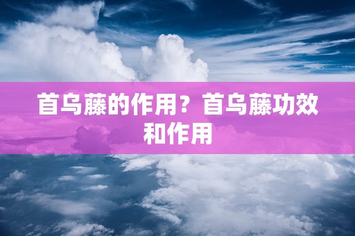 首乌藤的作用？首乌藤功效和作用