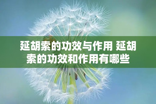 延胡索的功效与作用 延胡索的功效和作用有哪些