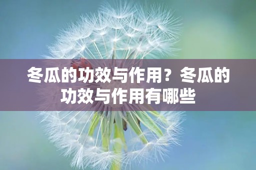 冬瓜的功效与作用？冬瓜的功效与作用有哪些