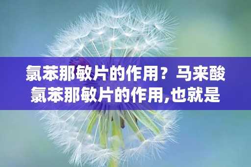 氯苯那敏片的作用？马来酸氯苯那敏片的作用,也就是用处(功效)