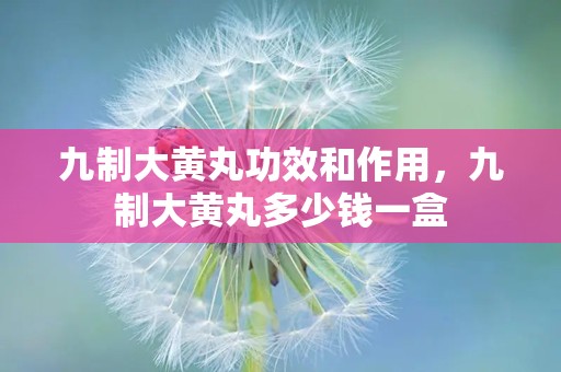 九制大黄丸功效和作用，九制大黄丸多少钱一盒