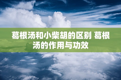 葛根汤和小柴胡的区别 葛根汤的作用与功效