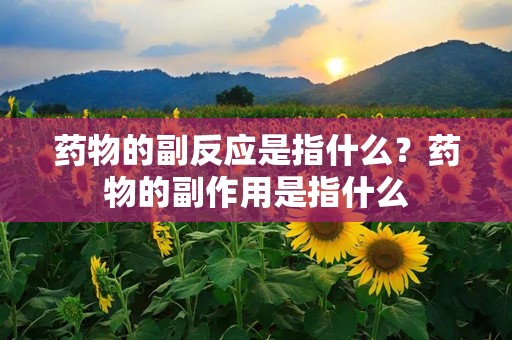 药物的副反应是指什么？药物的副作用是指什么