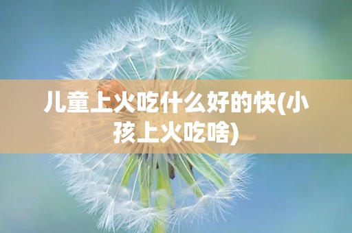 儿童上火吃什么好的快(小孩上火吃啥)