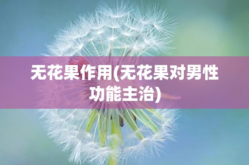 无花果作用(无花果对男性功能主治)