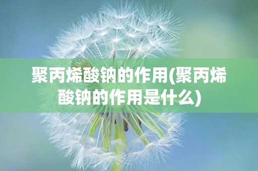 聚丙烯酸钠的作用(聚丙烯酸钠的作用是什么)