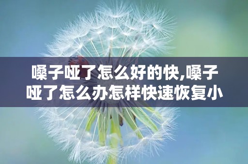 嗓子哑了怎么好的快,嗓子哑了怎么办怎样快速恢复小偏方