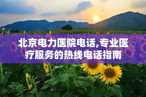 北京电力医院电话,专业医疗服务的热线电话指南