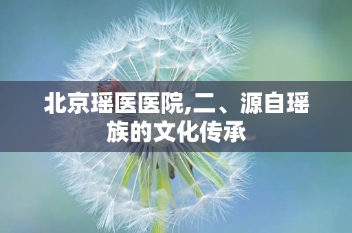 北京瑶医医院,二、源自瑶族的文化传承