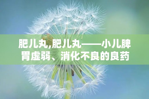 肥儿丸,肥儿丸——小儿脾胃虚弱、消化不良的良药