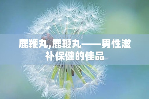 鹿鞭丸,鹿鞭丸——男性滋补保健的佳品