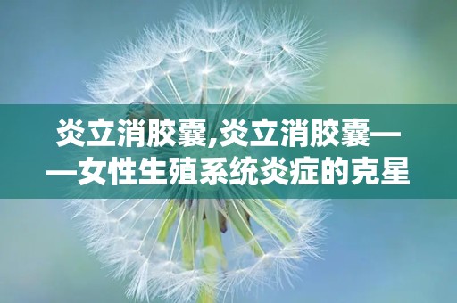 炎立消胶囊,炎立消胶囊——女性生殖系统炎症的克星