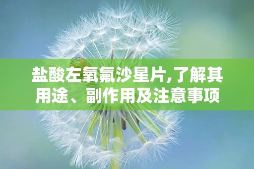 盐酸左氧氟沙星片,了解其用途、副作用及注意事项