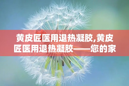 黄皮匠医用退热凝胶,黄皮匠医用退热凝胶——您的家庭常备退热良品