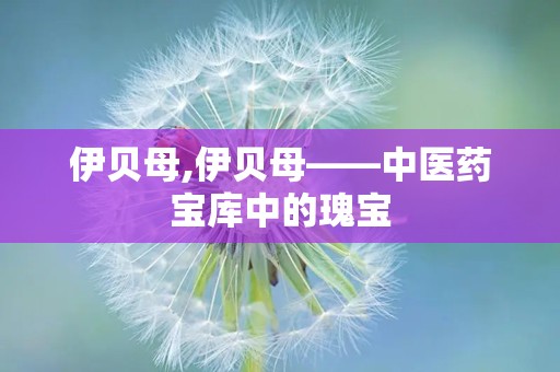 伊贝母,伊贝母——中医药宝库中的瑰宝