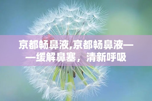 京都畅鼻液,京都畅鼻液——缓解鼻塞，清新呼吸