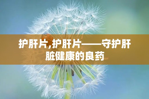 护肝片,护肝片——守护肝脏健康的良药