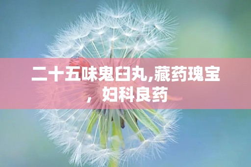 二十五味鬼臼丸,藏药瑰宝，妇科良药