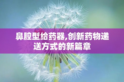 鼻腔型给药器,创新药物递送方式的新篇章