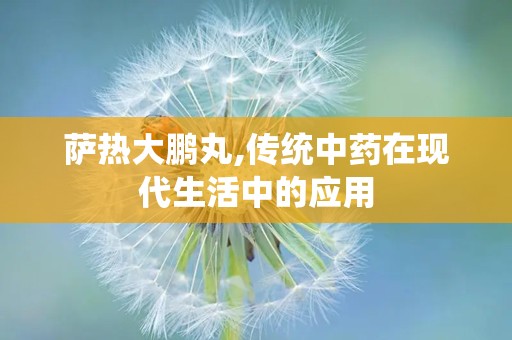 萨热大鹏丸,传统中药在现代生活中的应用