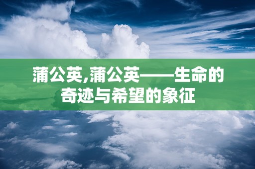 蒲公英,蒲公英——生命的奇迹与希望的象征