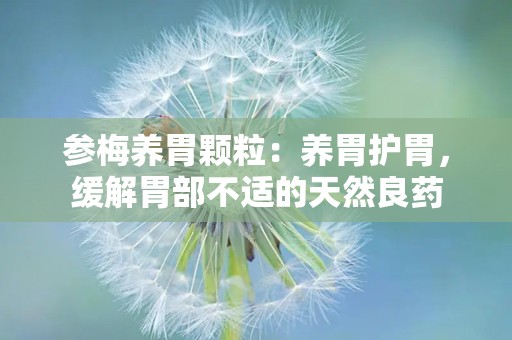 参梅养胃颗粒：养胃护胃，缓解胃部不适的天然良药