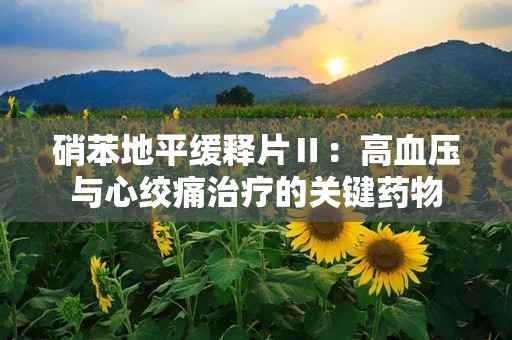 硝苯地平缓释片Ⅱ：高血压与心绞痛治疗的关键药物