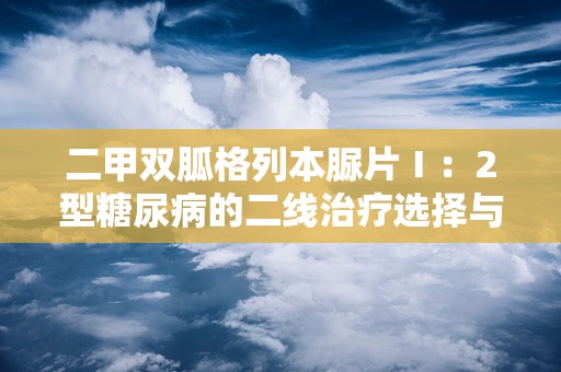 二甲双胍格列本脲片Ⅰ：2型糖尿病的二线治疗选择与用药指南