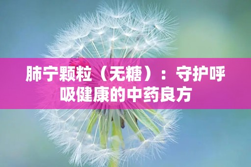 肺宁颗粒（无糖）：守护呼吸健康的中药良方