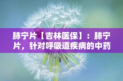 肺宁片【吉林医保】：肺宁片，针对呼吸道疾病的中药良方