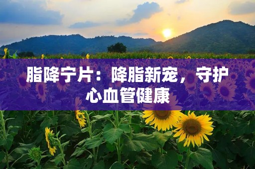 脂降宁片：降脂新宠，守护心血管健康