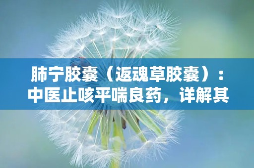 肺宁胶囊（返魂草胶囊）：中医止咳平喘良药，详解其成分、功效与使用指南