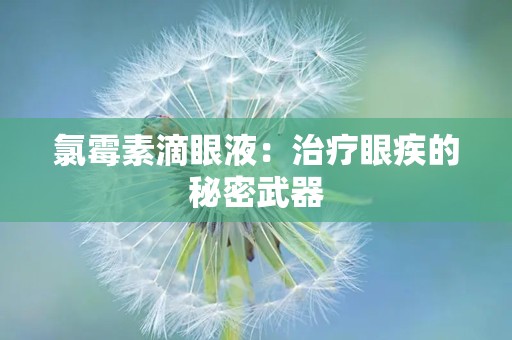 氯霉素滴眼液：治疗眼疾的秘密武器