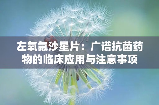 左氧氟沙星片：广谱抗菌药物的临床应用与注意事项