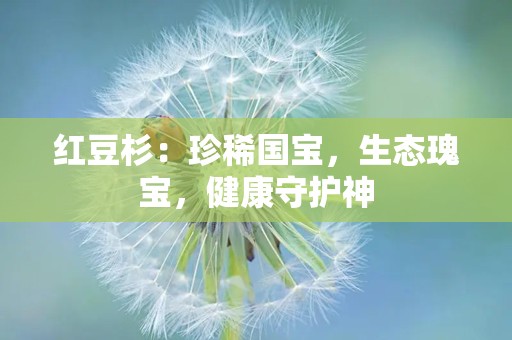 红豆杉：珍稀国宝，生态瑰宝，健康守护神