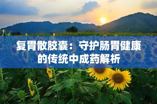 复胃散胶囊：守护肠胃健康的传统中成药解析