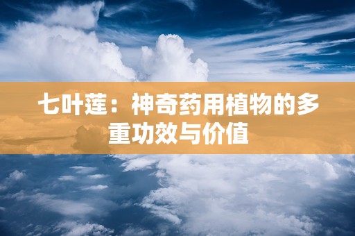 七叶莲：神奇药用植物的多重功效与价值